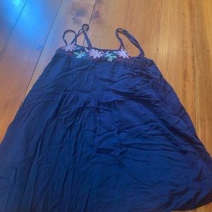 American eagle embroidered navy baby doll dress